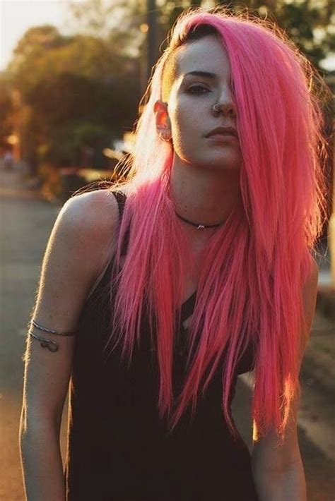 long pink hair with shaved side undercut in 2019 shaved hair mohawk hairstyles for women hair