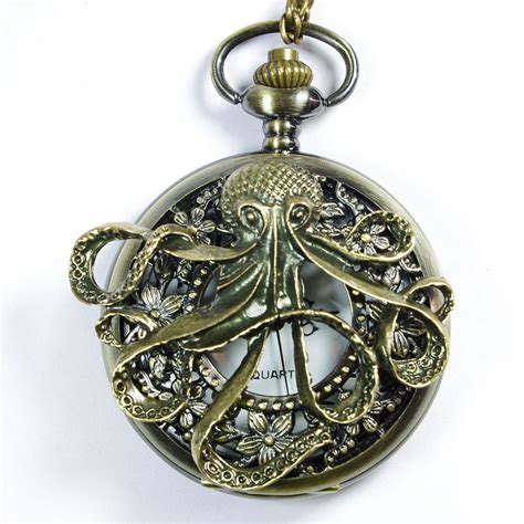 steampunk octopus pocket  locket necklace pirates