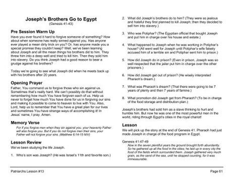 lesson  josephs brothers   egypt