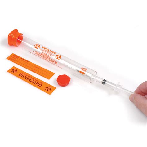 hypodermic syringe safety container