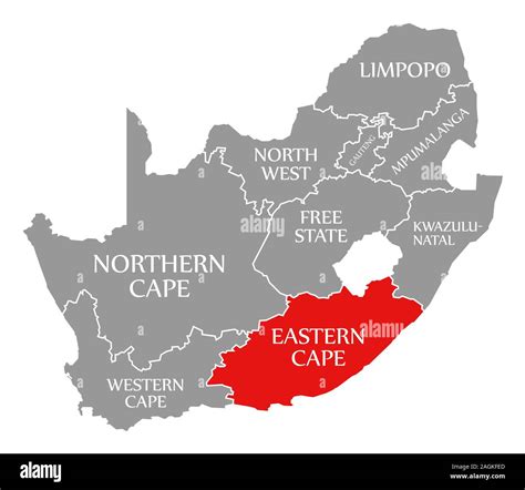 eastern cape red highlighted  map  south africa stock photo alamy