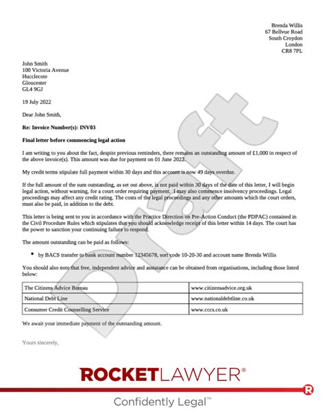 free letter before action template and faqs rocket lawyer uk