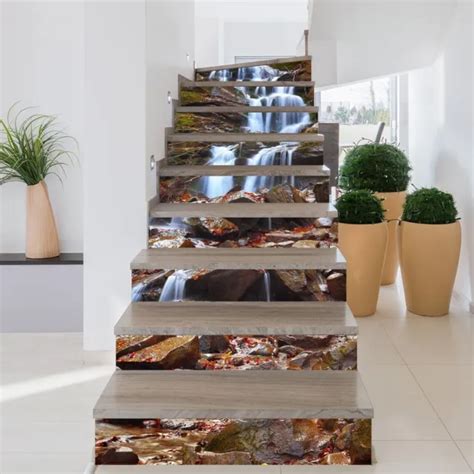 stair riser vinyl decals stairs risers 3d peel and stick art waterfall