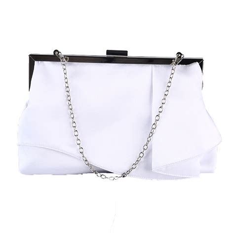 women silk lady wedding handbag white clutch purse banquet bag party evening bags chains