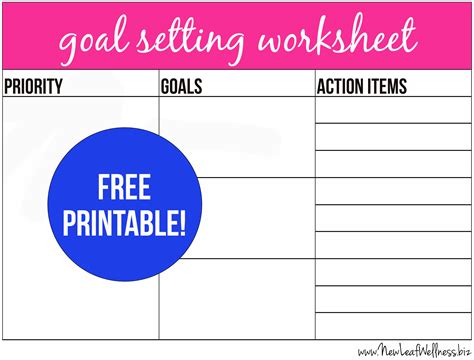 printable goal setting worksheet  instructions  family freezer