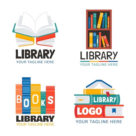 vector hand drawn flat design library logo template