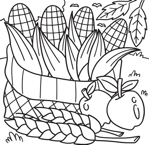 thanksgiving harvest corn coloring page  kids  vector art