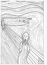 Obra Munch Scream Cri Edvard Grito Kunstwerk Adultos Adulti Pauline Justcolor Malbuch Erwachsene Célèbre Oeuvre Masterpieces Shivers Donnera Frissons Stampare sketch template