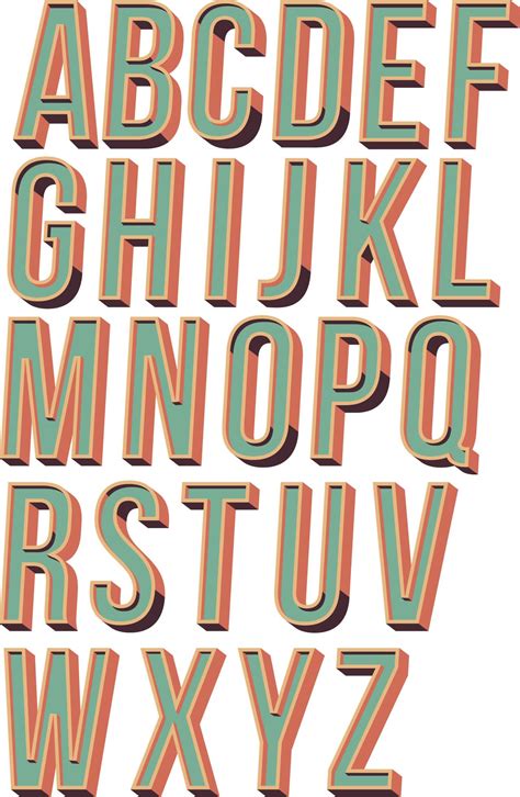 retro alphabet set vector free download