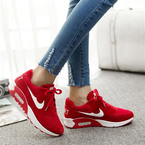 women shoes  fashion red wedge sneakers  top air mesh cozy
