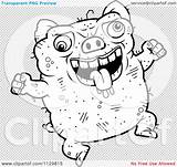 Outlined Jumping Ugly Pig Coloring Clipart Vector Cartoon Thoman Cory sketch template