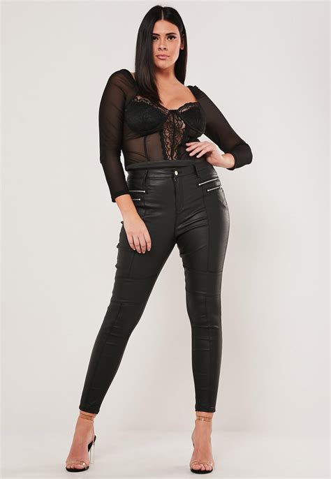 plus size black vice coated skinny jeans missguided