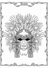 Coloring Carnival Mask Peacock Pages Feathers Venetian Feather Venice Beautiful Adult Adults Print Justcolor Feathered Masquerade Choose Board Search sketch template