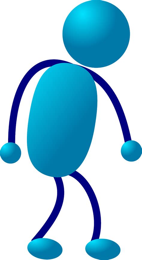 stickman stick figure blue png picpng