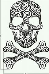 Skull Coloring Pages Sugar Printable Skulls Girl Halloween Adult Girly Crossbones Color Print Tattoo Colouring Sheets Wall Stencil Dead Decor sketch template