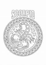 Coloring Zodiac Scorpio Adult Pages Mandala Etsy Por Colorear Color sketch template