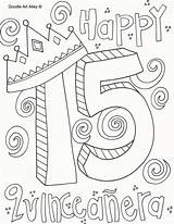 Coloring Quinceanera Pages Happy Birthday 15th Color Alley Doodle Doodles Zanet Pieterse sketch template