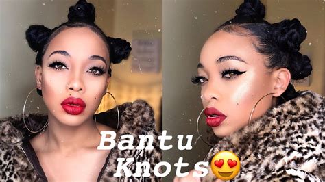 Bantu Knots On Short 4c Hair With Braiding Hair😍 Crowned K Youtube