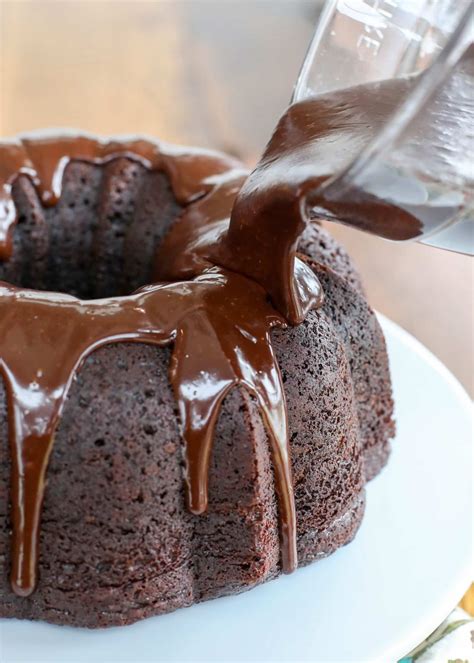 bowl chocolate cake  irresistible pourable frosting hershey