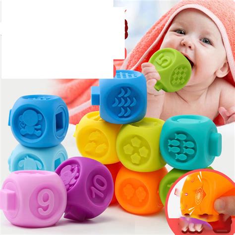 pcs  baby bath toys squeeze blocks hand caught ball debbling toys