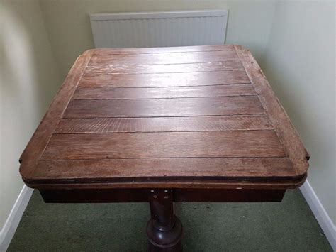 antique square solid oak extending dining table  heavy decorative