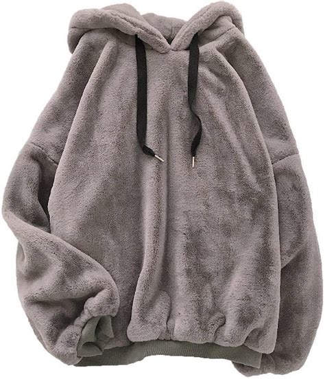 womens baggy fluffy pullover hoodie winter casual oversized hoodies harajuku loose warm fleece