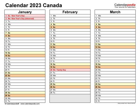 canada calendar   printable  templates  canada