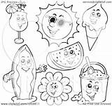 Summer Coloring Outlines Collage Characters Clip Illustration Digital Royalty Visekart Vector Clipart Regarding Notes sketch template