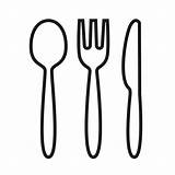 Fork Knife Coltello Forchetta Cutlery Ristorante Icona Vettore Pesce Piatto Forcella Cucchiaio sketch template