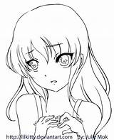 Anime Shy Drawing Girl Coloring Line Little Deviantart Drawings Pages Template Sketch Getdrawings Templates sketch template