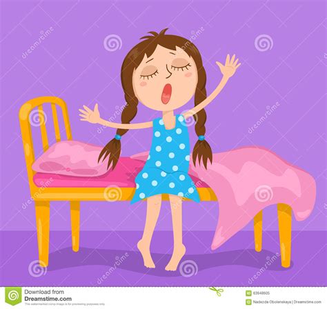 the cute girl wakes up stock vector image 63948605