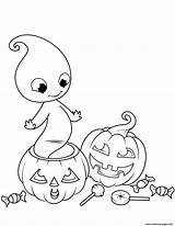 Halloween Coloring Ghost Jack Pages Cute Printable Lantern sketch template