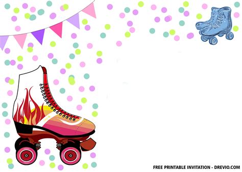 printable roller skates invitation templates  hundreds