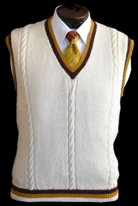 Cable Knit Sweater Vest Vintage 70s Tennis Sweater 1970s V Neck Golf