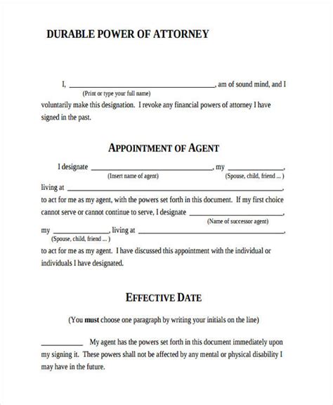 power  attorney form printable  important facts