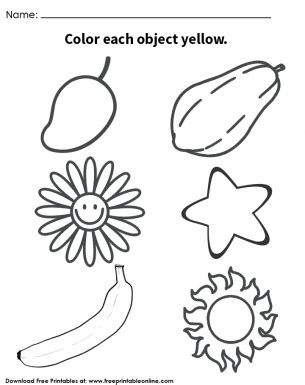 yellow objects coloring page coloring pages color worksheets