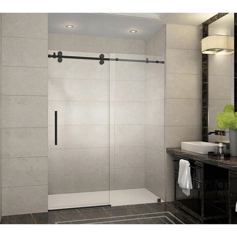 aston langham 60 in x 75 in frameless sliding shower door in oil