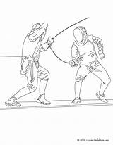 Esgrima Fencing Coloring Hellokids Escrime Escrimeur Línea Combate Boxeo Olympiques Esportes sketch template