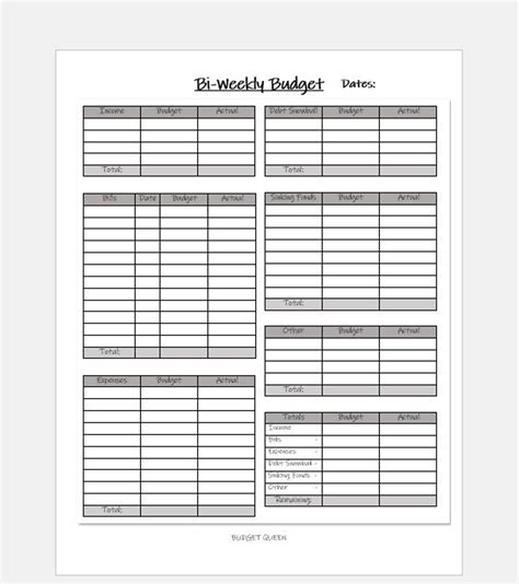 bi weekly budget planner printable