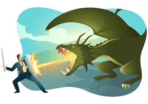 premium vector businessman fighting  dragon