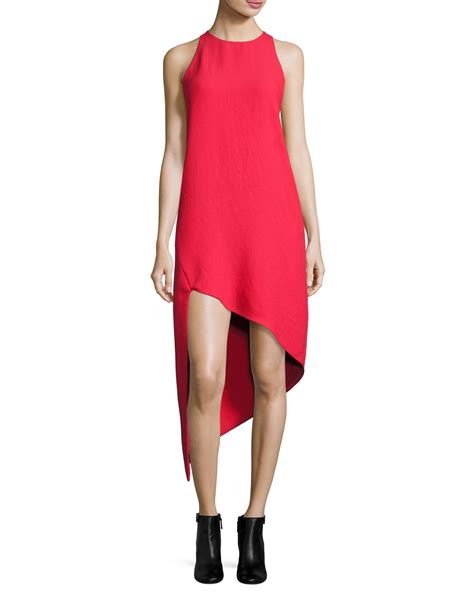 iro hamlin asymmetric high  sleeveless dress red neiman marcus