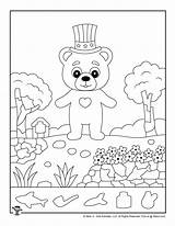 Hidden Patriotic Bear Kids Printable Game Woojr Activity Printables Print Object sketch template