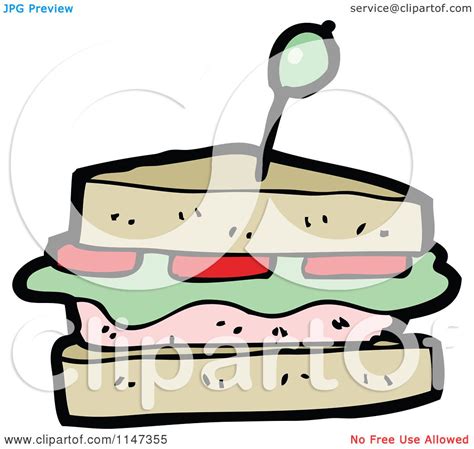 Cartoon Of A Sandwich Royalty Free Vector Clipart By
