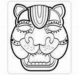 Mask Mayan Jaguar Template Kids Maya Pages Mascaras Mayas Dibujos Aztec Sticker Coloring Aztecas Templates Coloriage Choose Board Olmecas Redbubble sketch template