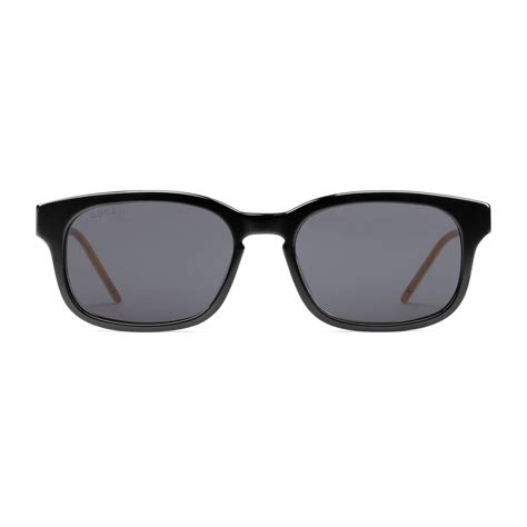 gucci satin rectangular frame acetate sunglasses in black for men lyst