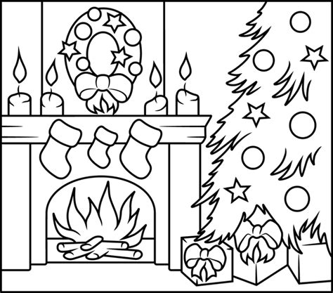 christmas fireplace coloring pages coloring pages ideas navidad