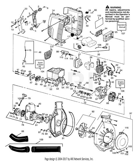 poulan gbiv gas blower parts diagram  blower assembly