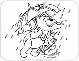 Pooh Piglet Winnie Rain Coloring Pages Disneyclips sketch template