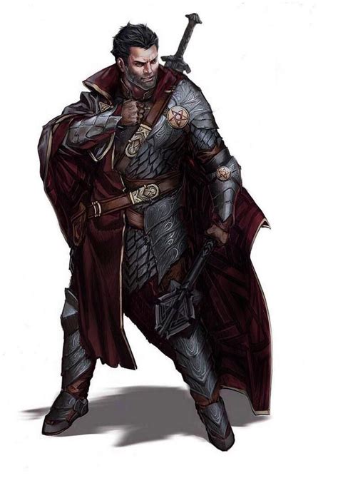 stocky male fighter  sword leather armour cloak paladin  anti