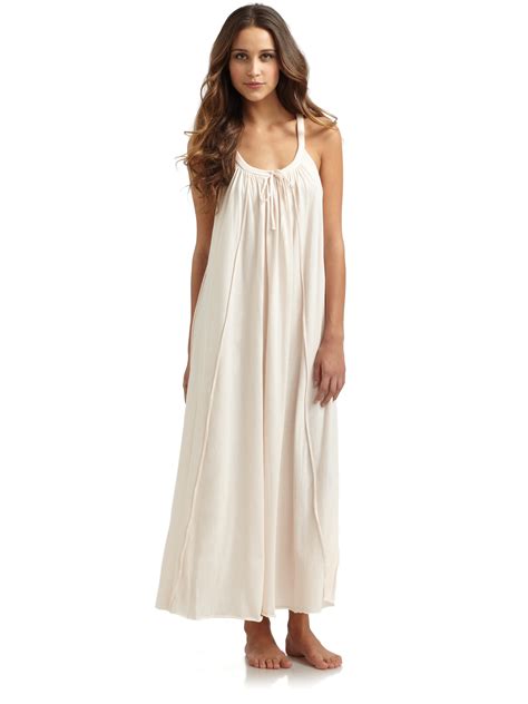 Donna Karan Pima Cotton Long Sleeveless Nightgown In Grey